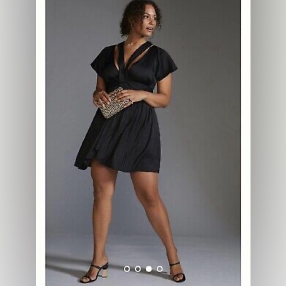 NWT By Anthropologie Deep V-Neck Vibrant Mini Dress Sz 0